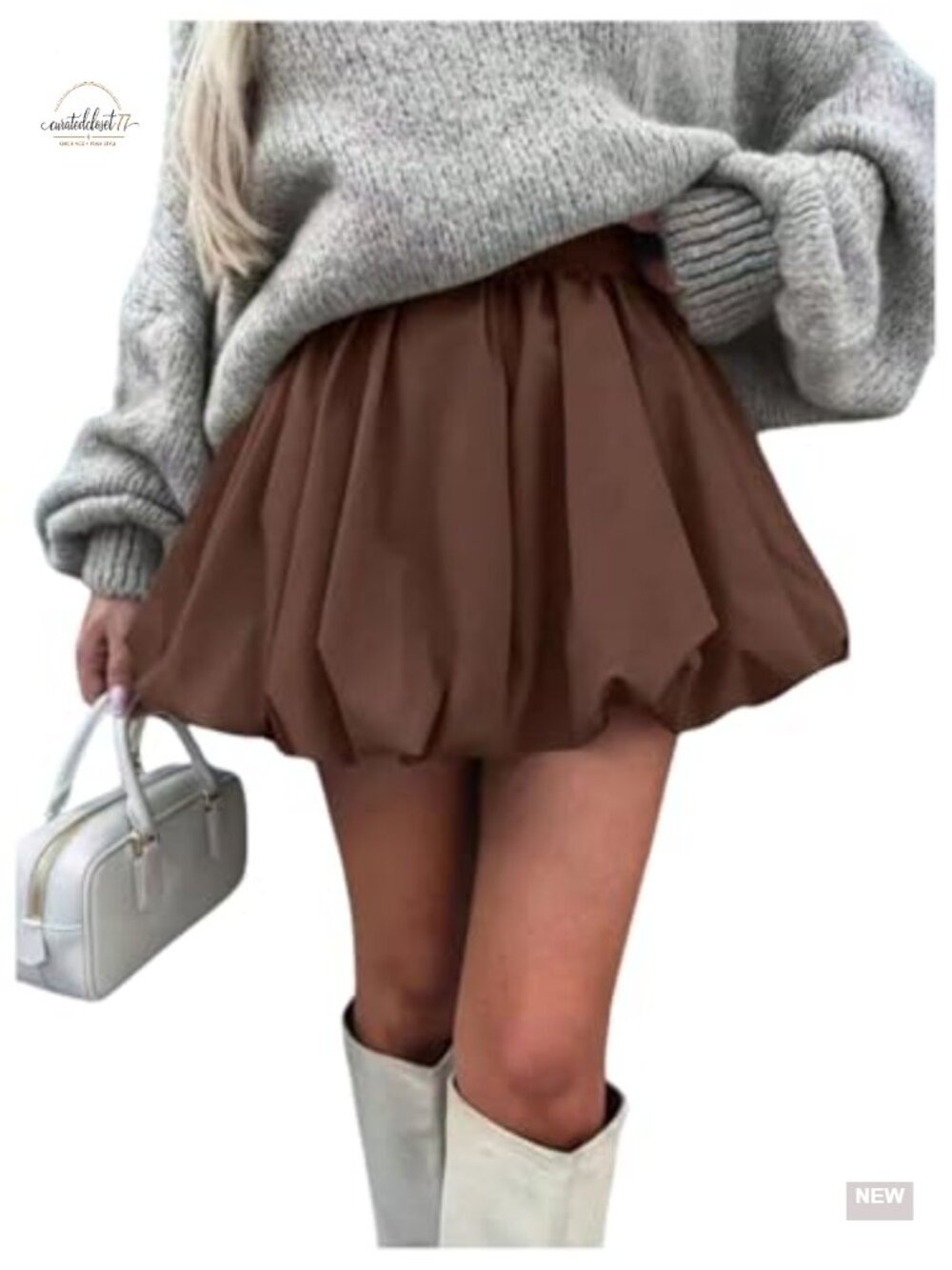 Women's Bubble Skirt Elastic Waist Pleated Hem Mini Full Skirt Y2K